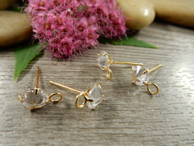 Korvakorutappi lenkillä strassi, 6.5x13mm, 18K/ kulta, 1pari