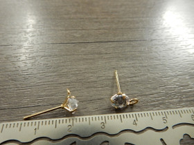 Korvakorutappi lenkillä strassi, 6.5x13mm, 18K/ kulta, 1pari