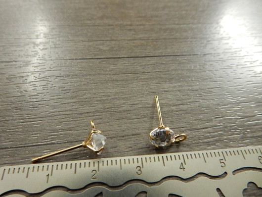 Korvakorutappi lenkillä strassi, 6.5x13mm, 18K/ kulta, 1pari