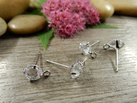 Korvakorutappi lenkillä strassi, 6.5x13mm, kromi, 1pari