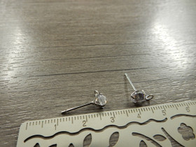 Korvakorutappi lenkillä strassi, 6.5x13mm, kromi, 1pari