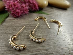 Korvakorutappi lenkillä helmi, 17x14mm, 18K/kulta, 1pari