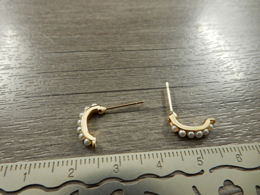 Korvakorutappi lenkillä helmi, 17x14mm, 18K/kulta, 1pari
