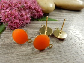 Korvakorutappi lenkillä, 10x13mm, oranssi/kulta/ PVD/ rst, 1pari