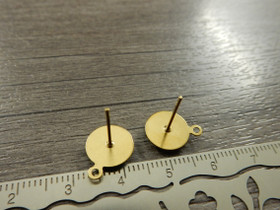 Korvakorutappi lenkillä, 10x13mm, vihreä/kulta/ PVD/ rst, 1pari