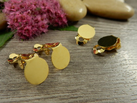 Korvakoruklipsi, 10mm, kulta/rst, 1pari