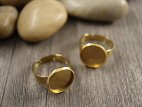 Sormuspohja, 12mm kapussille, PVD/ 18K/kulta/ rst, 1kpl