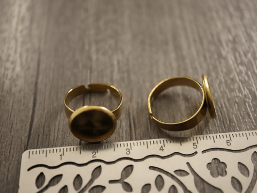 Sormuspohja, 12mm kapussille, PVD/ 18K/kulta/ rst, 1kpl