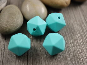 Silikonihelmi hexagon, 14mm, tummaminttu, 1kpl