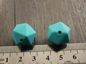 Silikonihelmi hexagon, 14mm, tummaminttu, 1kpl