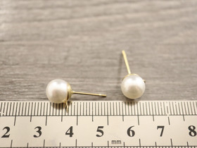 Korvakorutappi lenkillä helmi, 8x20mm, vaaleakulta/ rst, 1pari
