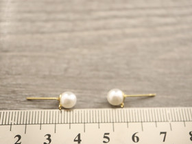 Korvakorutappi lenkillä helmi, 6x18mm, vaaleakulta/ rst, 1pari