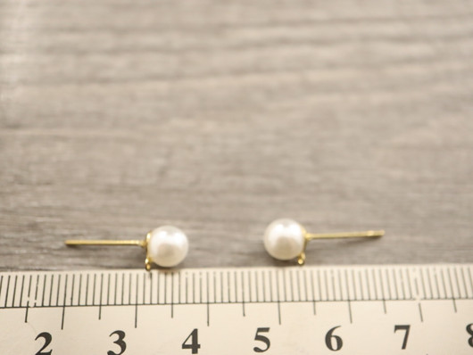 Korvakorutappi lenkillä helmi, 6x18mm, vaaleakulta/ rst, 1pari