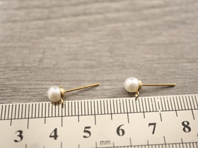 Korvakorutappi lenkillä helmi, 5x17mm, vaaleakulta/ rst, 1pari