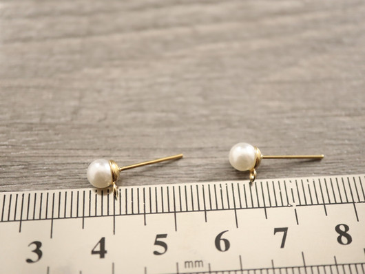 Korvakorutappi lenkillä helmi, 5x17mm, vaaleakulta/ rst, 1pari