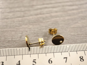  Korvakorutappi+lukko ympyrä, 8x10mm, PVD/kulta/rst, 1pari