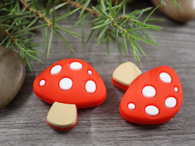 Silikonihelmi sieni, 29x28mm, punainen, 1kpl