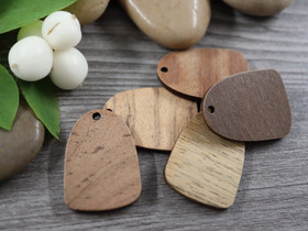 Puuriipus puoliovaali, 27.5x20mm, ruskea, 10kpl