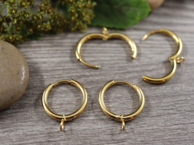 Korvakorurengas lenkillä huggie, 19x16x2mm, kulta/rst, 1pari