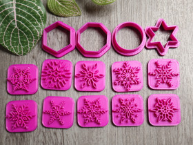 Muottisetti/leimasinsetti lumihiutaleet ja kuviot, 25mm, 1setti