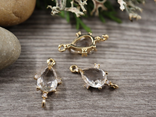 Strassiriipus/linkki pisara, 20x10mm, vaaleakulta, 1kpl