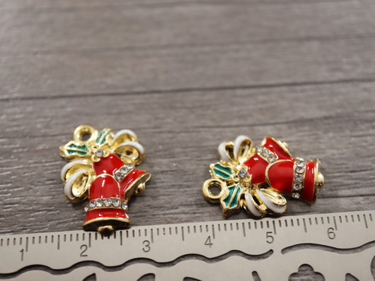 Joulukelloriipus, 21x15mm, moniväri, 1kpl