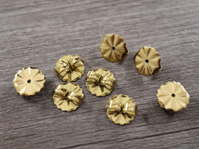 Korvakorun tausta kukka, 10.5x4.5mm, kulta/ PVD/ rst, 10kpl