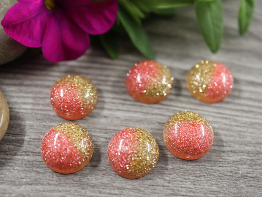 Kapussi loiste, 12mm, vaaleanpunainen/kulta, 1kpl