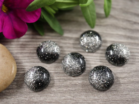 Kapussi loiste, 12mm, musta/hopea, 1kpl