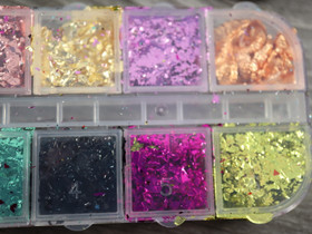 Lehtimetalli hiutaleita, 12 sävyä, 1 rasia