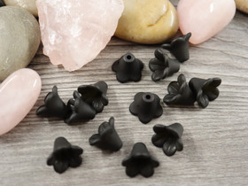 Akryylihelmi kukka, 10x14mm, musta, 10kpl