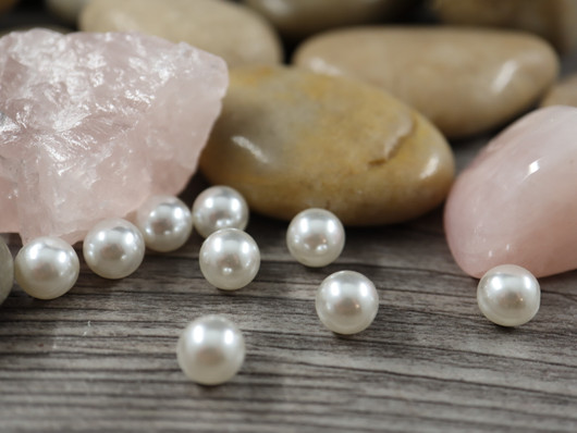 Helmiäislasihelmi, 8mm, valkoinen, 20kpl