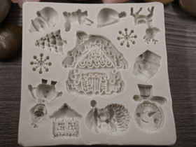 Silikonimuotti joulu/talvi, 98x98mm, harmaa, 1kpl