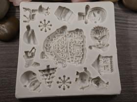 Silikonimuotti joulu/talvi, 98x98mm, harmaa, 1kpl