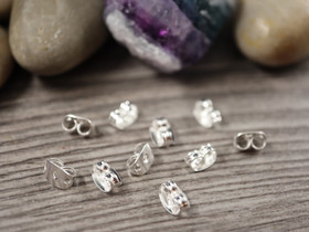 Korvakorun tausta, 6x4.5mm, kirkashopea/925, 10kpl