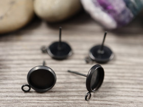 Korvakorutappi lenkillä kapussille, 8mm, musta/rst, 1pari