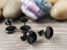 Korvakorutappi kapussille +lukko, 8mm, musta/rst, 1pari