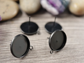 Korvakorutappi lenkillä kapussille, 14mm, musta/rst, 1pari