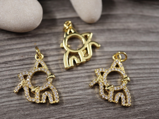 Strassiriipus kissa, 20x16mm, 18K kullattu, 1kpl