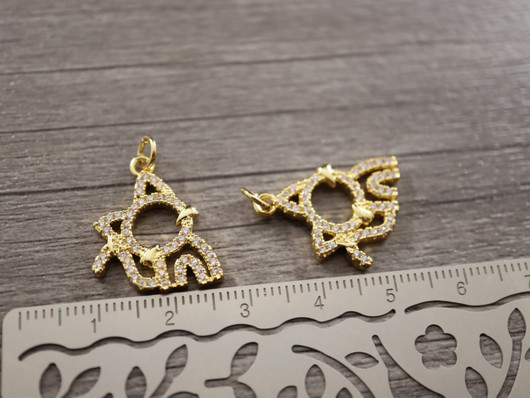 Strassiriipus kissa, 20x16mm, 18K kullattu, 1kpl