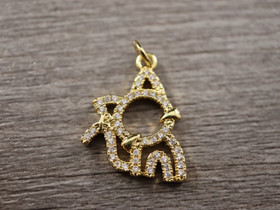 Strassiriipus kissa, 20x16mm, 18K/ kulta, 1kpl