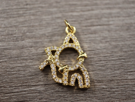 Strassiriipus kissa, 20x16mm, 18K kullattu, 1kpl