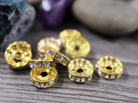 Rondelli strassi, 10mm, kulta, 20kpl