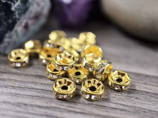 Rondelli strassi, 6mm, kulta, 20kpl
