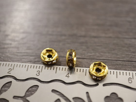 Rondelli strassi, 6mm, kulta, 20kpl
