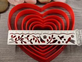 Muottisetti sydän, erikokoja, punainen, 1setti