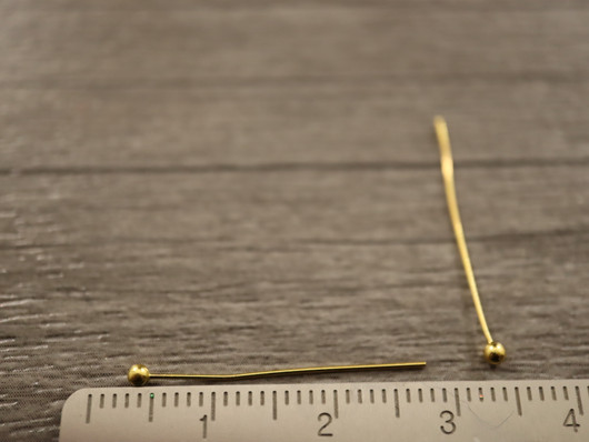Korupiikki pallopää, 25x0.5mm, kulta, 100kpl