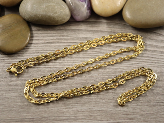 Ankkuriketju/valmisketju, 3.1x4.3x0.3mm/ 60cm, PVD kulta/rst, 1kpl