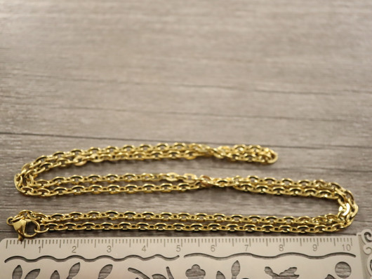 Ankkuriketju/valmisketju, 3.1x4.3x0.3mm/ 60cm, PVD kulta/rst, 1kpl