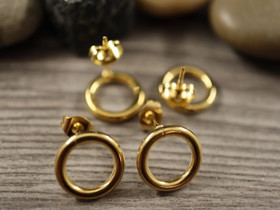 Korvakorutappi ympyrä+lukko, 12x11mm, 18K/ kulta/rst, 1pari